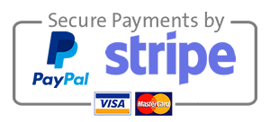 Secure payments by PayPal and Stripe. Visa and Mastercard accepted.